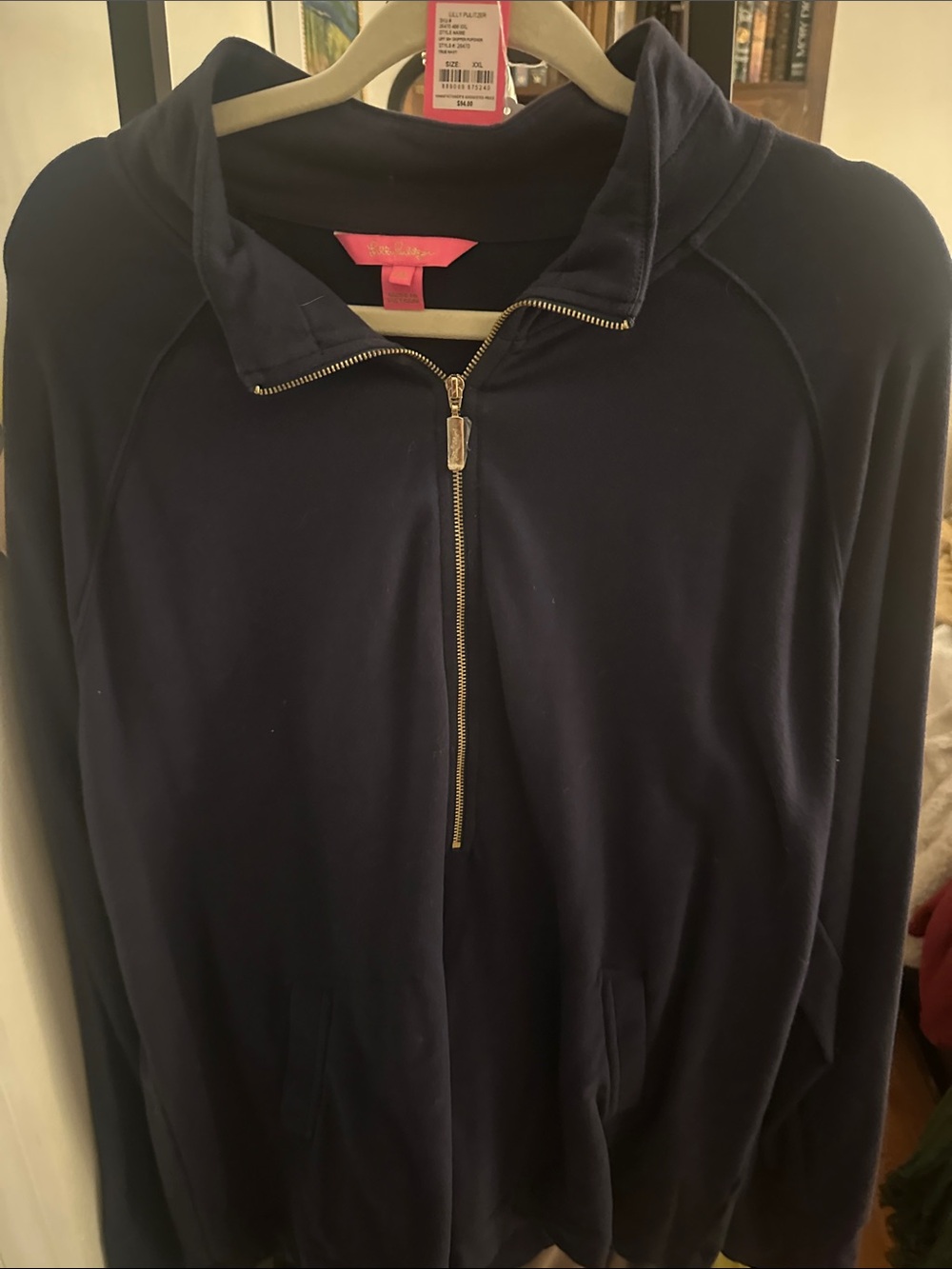 Lilly Pulitzer Navy Half-Zip Hoodie with Gold Zipper